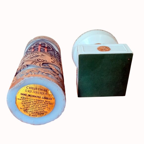 Religious Christmas Jasco Candle on Stand Vintage 1978 Holy Night Hand Decorated - Picture 5 of 16